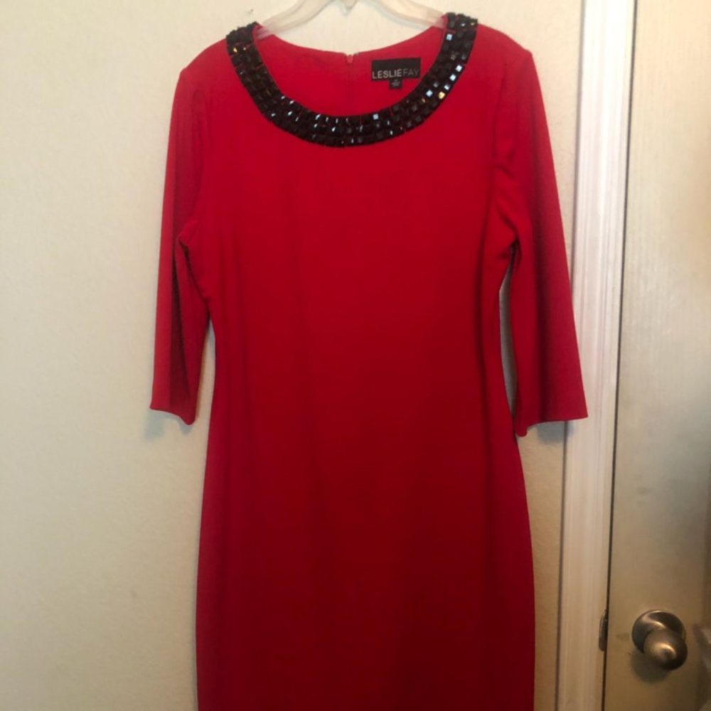 LeslieFay Red Midi Dress